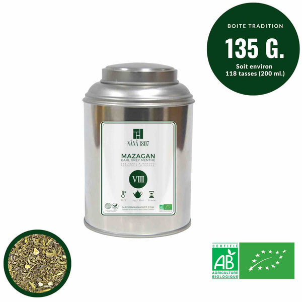 MAZAGAN | Earl Grey Thé Vert BIO à la Menthe & Agrumes | Maison NANA1807